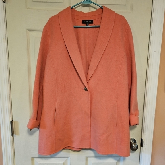 NWOT Talbots Wool Coral Oversized Fuzzy Blazor - Picture 2 of 6